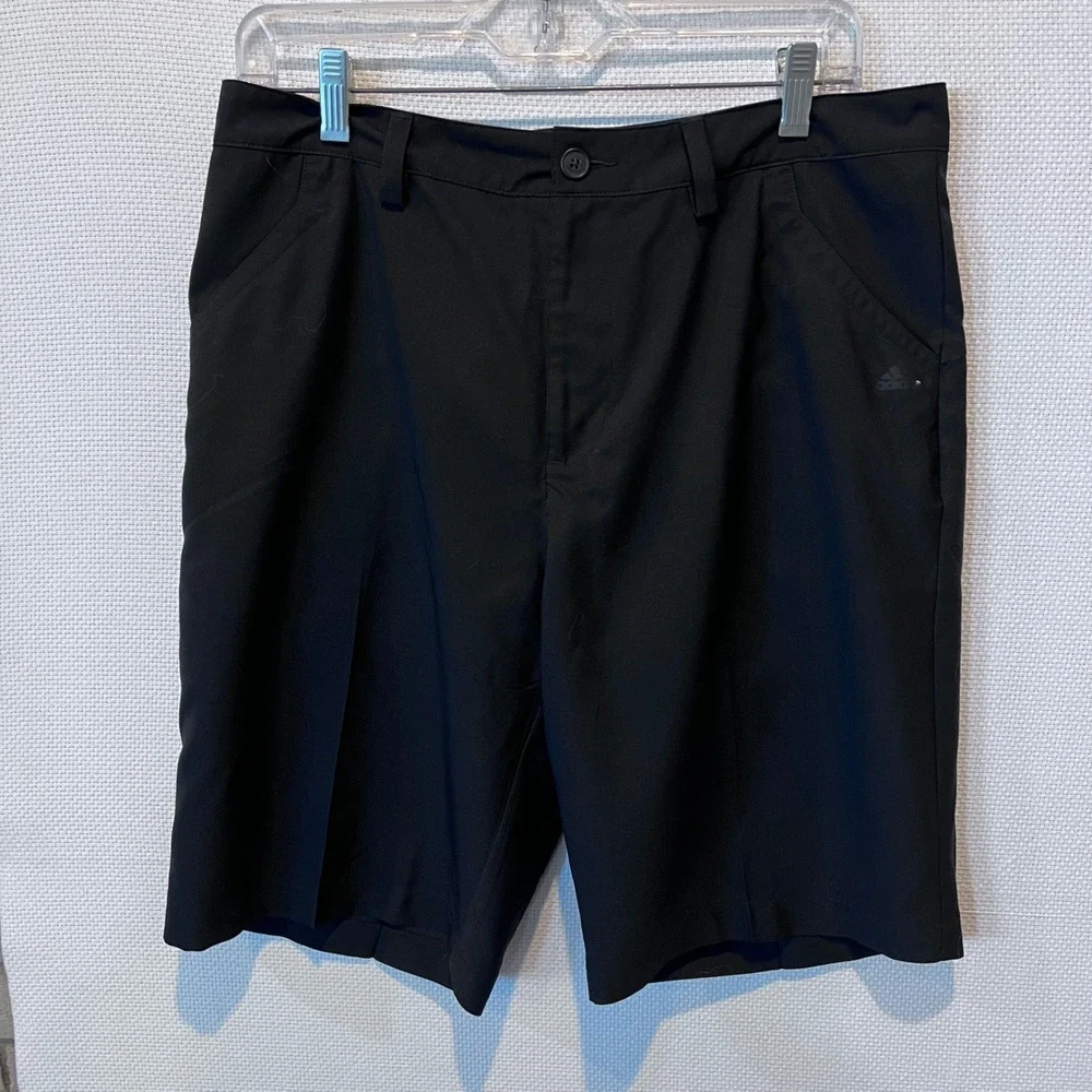 Adidas Mens Black Golf Shorts Performance‎ Flat Front Size 32